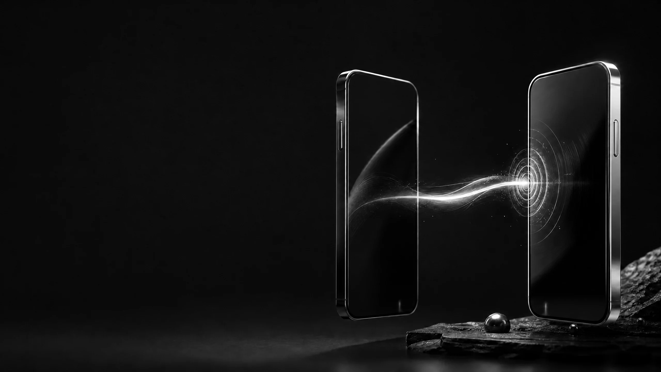 İki telefon arasında doğrulama kodu aktarımını simgeleyen soyut çizim